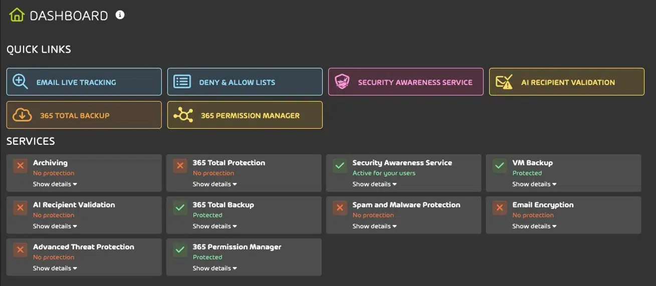 Dashboard 365 Total Protection